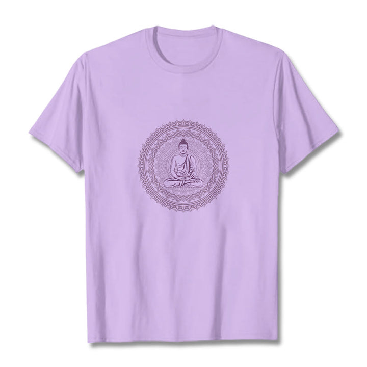 Buddha Stones Mandala Buddha Cotton Tee T-shirt - Plum - 2XL - image 2