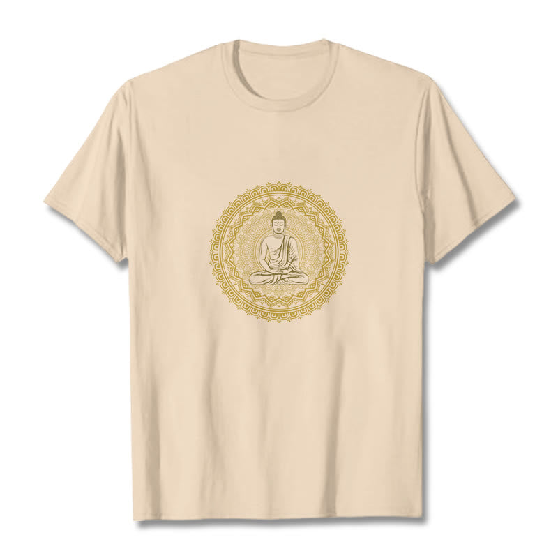 Buddha Stones Mandala Buddha Cotton Tee T-shirt - Bisque - 2XL - image 0