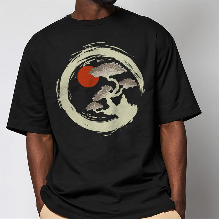 Buddha Stones Red Sun Pine Zen Circle Meditation Buddha Tee T-shirt - image 2