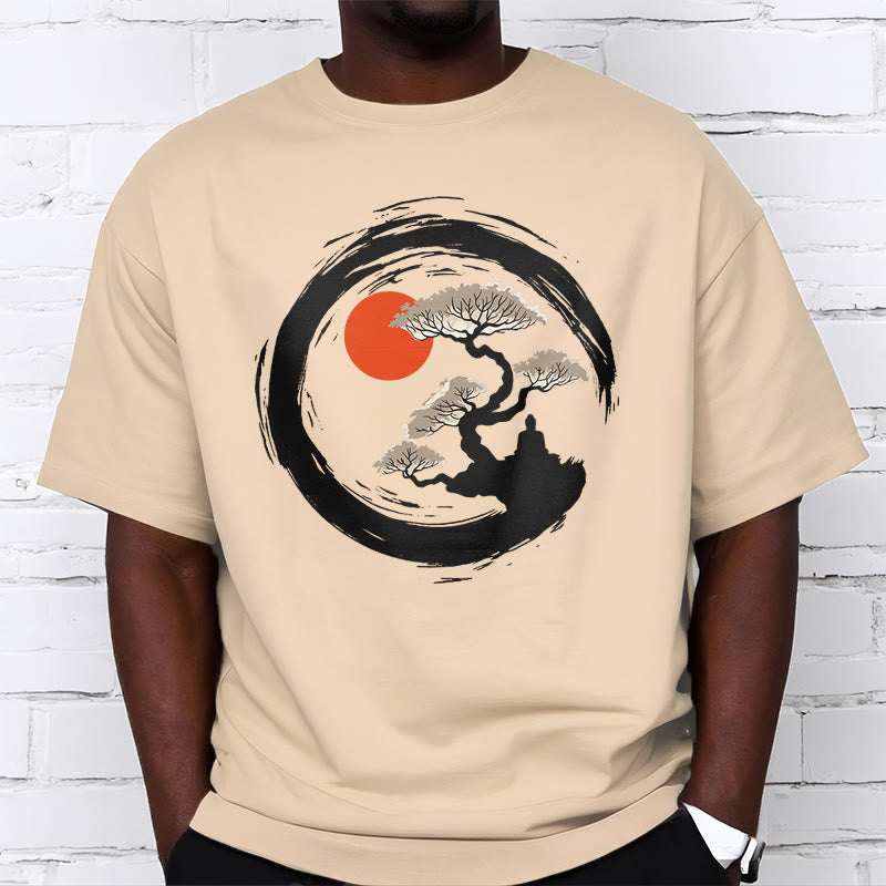 Buddha Stones Red Sun Pine Zen Circle Meditation Buddha Tee T-shirt - image 9