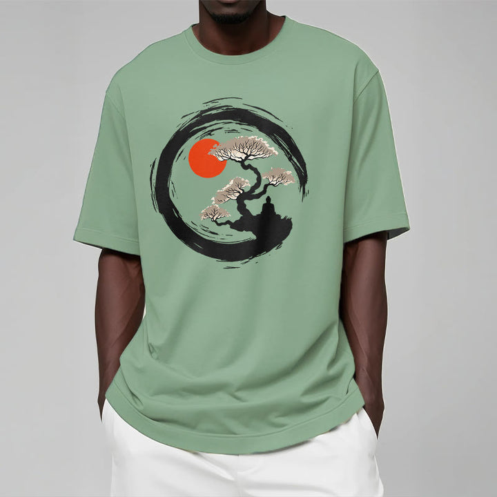 Buddha Stones Red Sun Pine Zen Circle Meditation Buddha Tee T-shirt - image 15