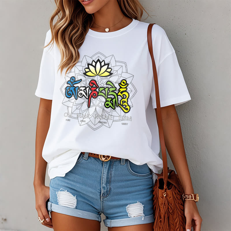 Buddha Stones Om Mani Padme Hum Lotus Tee T-shirt - image 8