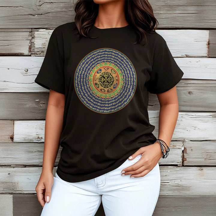 Buddha Stones 108 Om Mani Padme Hum Mantra Sanskrit Tee T-shirt - image 6