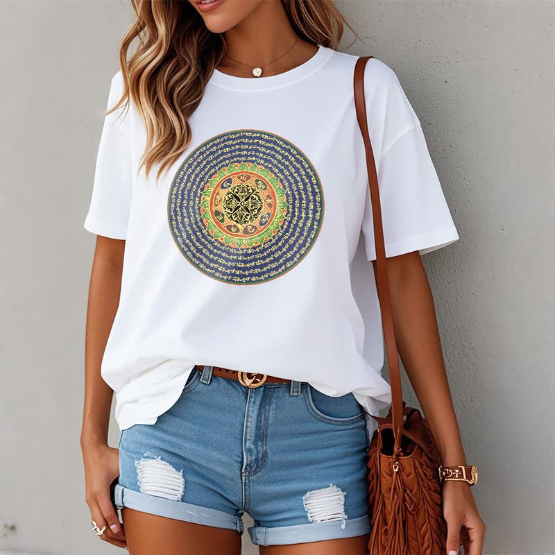 Buddha Stones 108 Om Mani Padme Hum Mantra Sanskrit Tee T-shirt - image 3