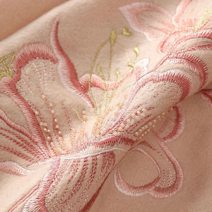 Buddha Stones Wool Shawl Lily Embroidery Tassel Winter Cozy Travel Scarf Wrap - image 5