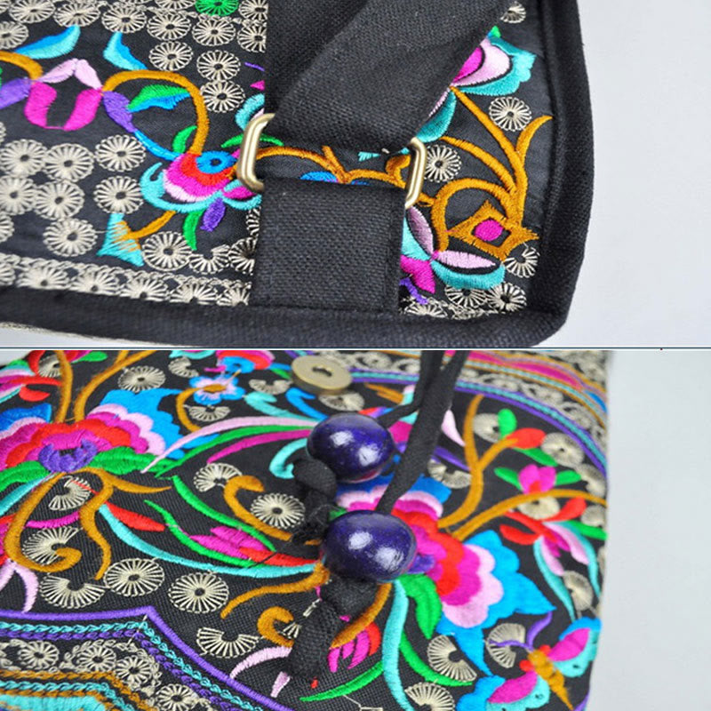 Buddha Stones Peony Chinese Money Tree Embroidery Canvas Backpack - image 5