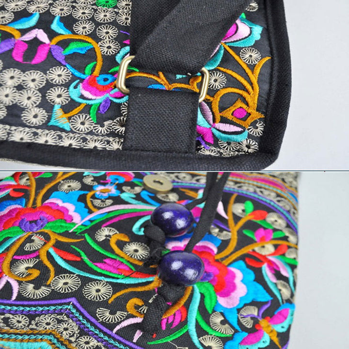 Buddha Stones Peony Chinese Money Tree Embroidery Canvas Backpack - image 5