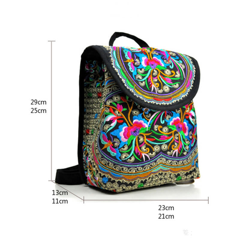 Buddha Stones Peony Chinese Money Tree Embroidery Canvas Backpack - image 10