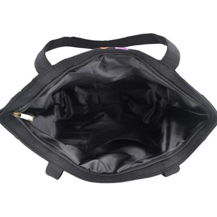 Buddha Stones Galsang Magpie Peony Camellia Chrysanthemum Embroidery Canvas Shopping Purse Handbag Shoulder Bag - image 4