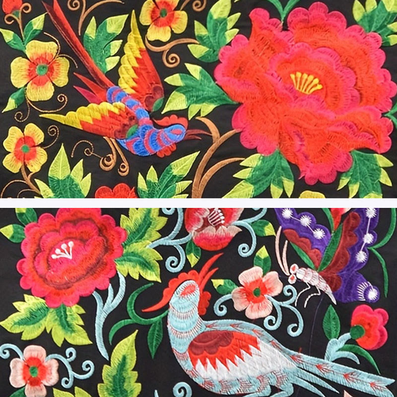 Buddha Stones Galsang Magpie Peony Camellia Chrysanthemum Embroidery Canvas Shopping Purse Handbag Shoulder Bag - image 3