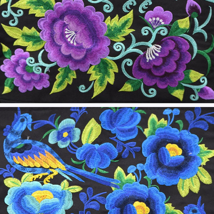 Buddha Stones Galsang Magpie Peony Camellia Chrysanthemum Embroidery Canvas Shopping Purse Handbag Shoulder Bag - image 14