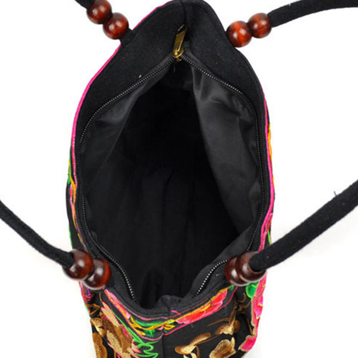 Buddha Stones Money Tree Peony Phoenix Apple Blossom Double-Sided Embroidery Cotton Canvas Shopping Purse Handbag - image 18