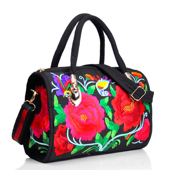 Buddha Stones Money Tree Peony Camellia Double-Sided Embroidery Canvas Shopping Purse Handbag Crossbody Bag - Double Red Camellia - image 16