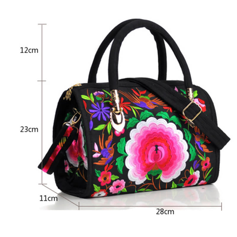 Buddha Stones Money Tree Peony Camellia Double-Sided Embroidery Canvas Shopping Purse Handbag Crossbody Bag - image 6