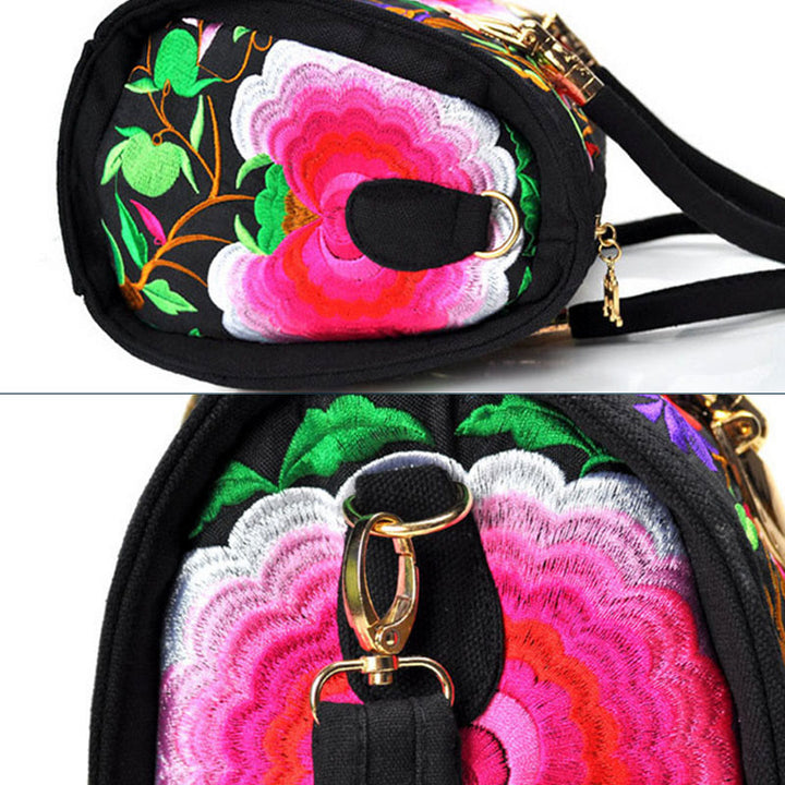 Buddha Stones Money Tree Peony Camellia Double-Sided Embroidery Canvas Shopping Purse Handbag Crossbody Bag - image 5