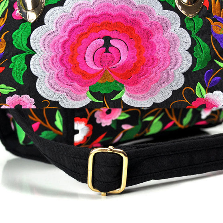 Buddha Stones Money Tree Peony Camellia Double-Sided Embroidery Canvas Shopping Purse Handbag Crossbody Bag - image 2
