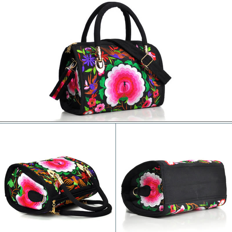 Buddha Stones Money Tree Peony Camellia Double-Sided Embroidery Canvas Shopping Purse Handbag Crossbody Bag - image 7