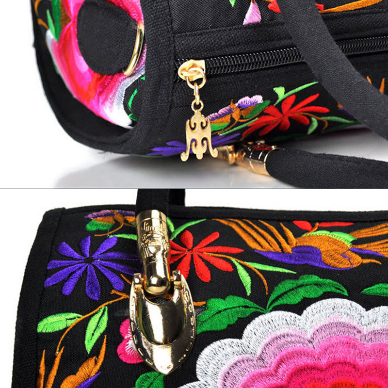 Buddha Stones Money Tree Peony Camellia Double-Sided Embroidery Canvas Shopping Purse Handbag Crossbody Bag - image 4