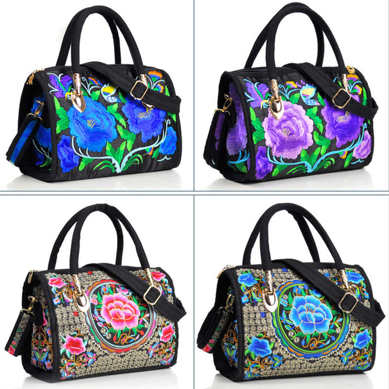 Buddha Stones Money Tree Peony Camellia Double-Sided Embroidery Canvas Shopping Purse Handbag Crossbody Bag - image 23