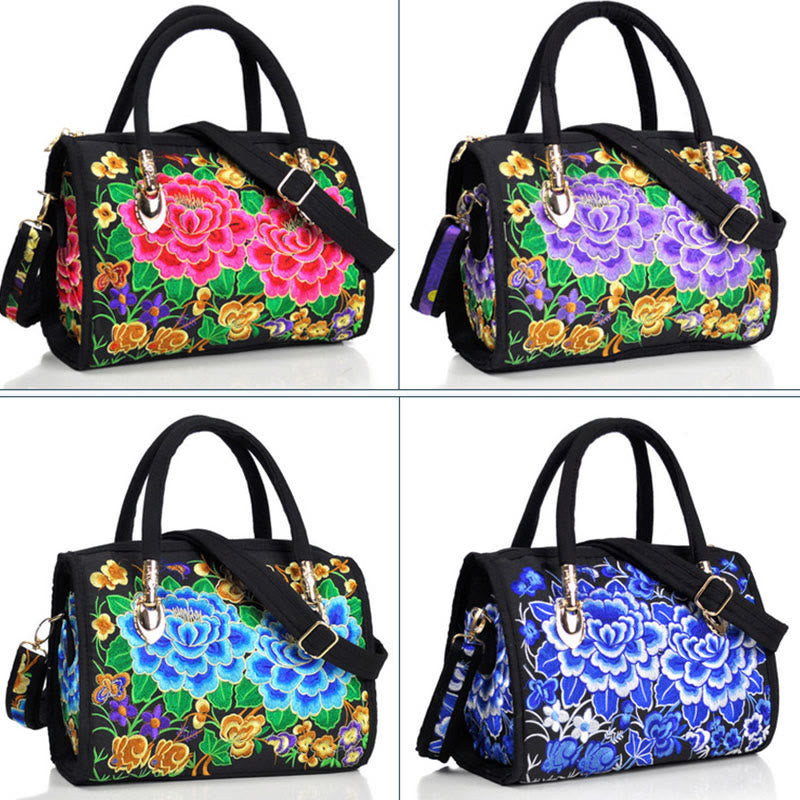 Buddha Stones Money Tree Peony Camellia Double-Sided Embroidery Canvas Shopping Purse Handbag Crossbody Bag - image 24