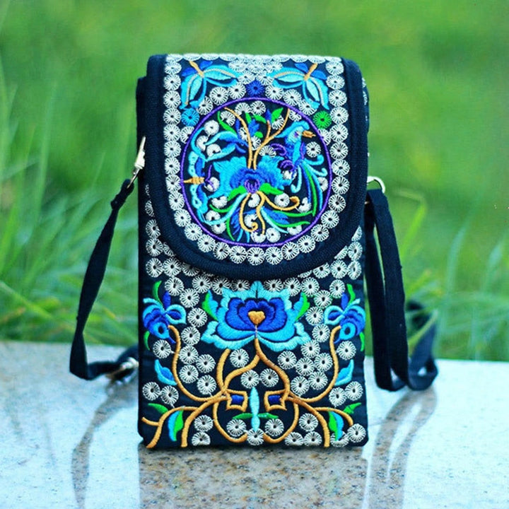 Buddha Stones Inula Flower Rose Embroidery Canvas Backpack Crossbody Bag - image 6