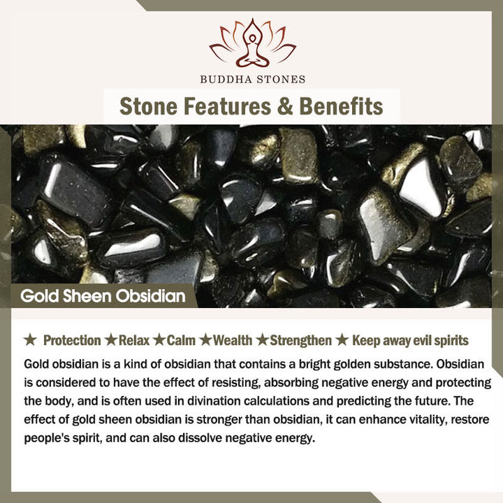 Buddha Stones Gold Sheen Obsidian Black Tourmaline Wealth Bracelet - image 5