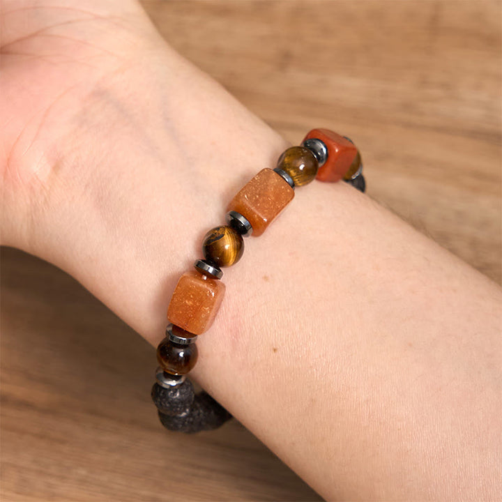 Buddha Stones Various Crystals Cube Amethyst Lava Rock Support Bracelet - image 55