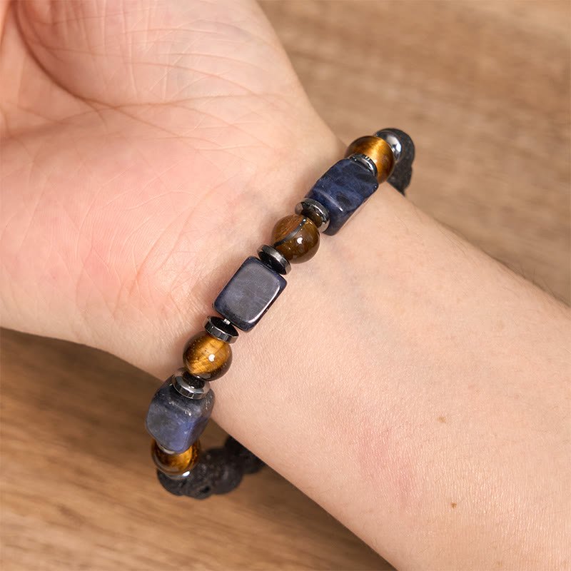 Buddha Stones Various Crystals Cube Amethyst Lava Rock Support Bracelet - image 44