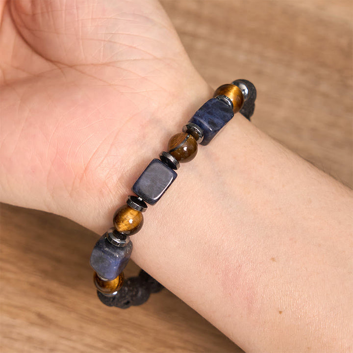 Buddha Stones Various Crystals Cube Amethyst Lava Rock Support Bracelet - image 44