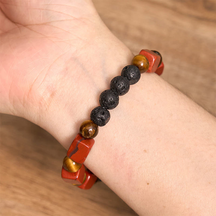 Buddha Stones Various Crystals Cube Amethyst Lava Rock Support Bracelet - image 34