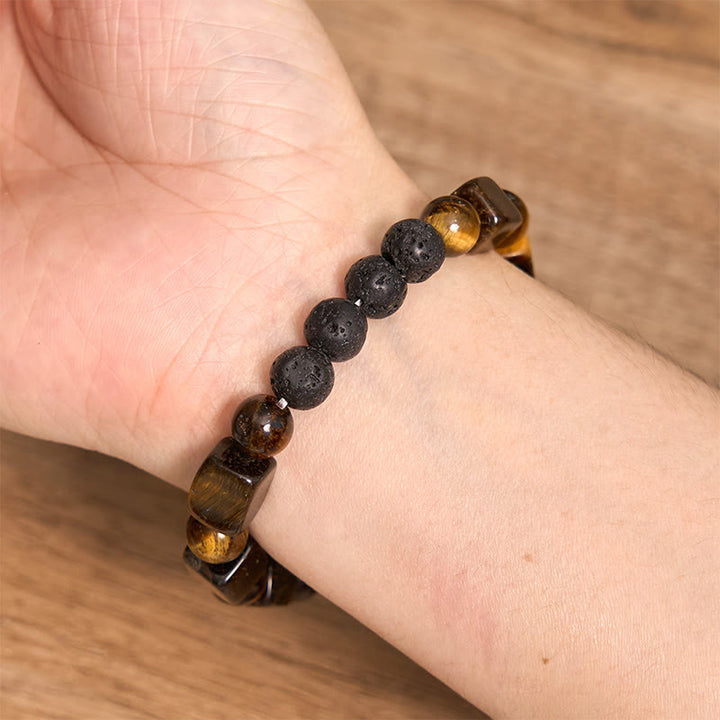 Buddha Stones Various Crystals Cube Amethyst Lava Rock Support Bracelet - image 15