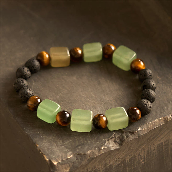 Buddha Stones Various Crystals Cube Amethyst Lava Rock Support Bracelet - Green Aventurine(Wrist Circumference: 14-16cm) - image 20