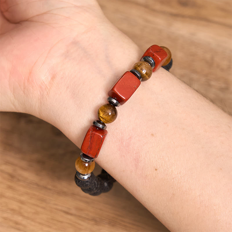 Buddha Stones Various Crystals Cube Amethyst Lava Rock Support Bracelet - image 33