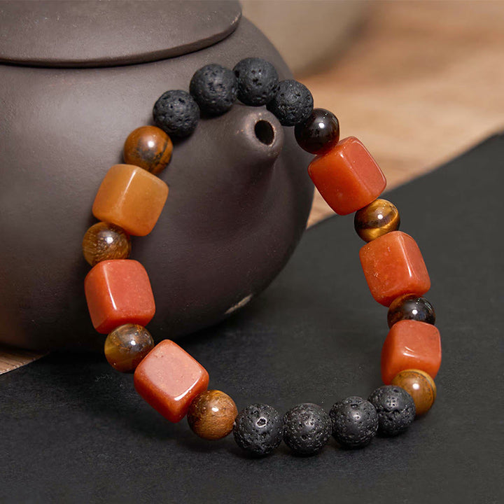 Buddha Stones Various Crystals Cube Amethyst Lava Rock Support Bracelet - image 51