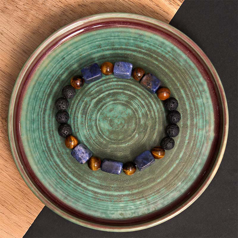 Buddha Stones Various Crystals Cube Amethyst Lava Rock Support Bracelet - image 46