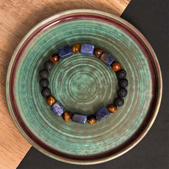 Buddha Stones Various Crystals Cube Amethyst Lava Rock Support Bracelet - image 46