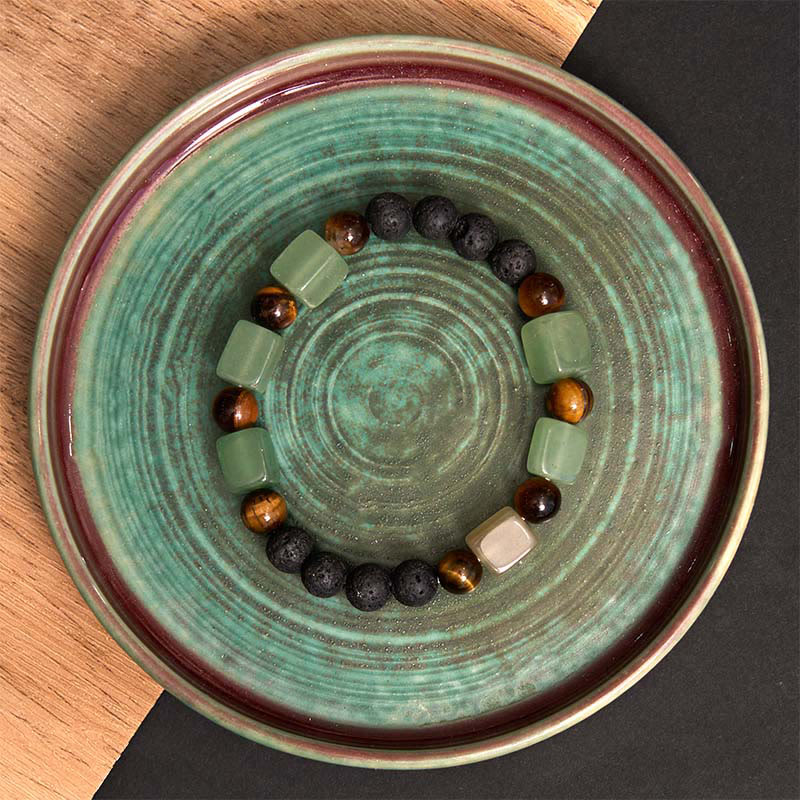 Buddha Stones Various Crystals Cube Amethyst Lava Rock Support Bracelet - image 25