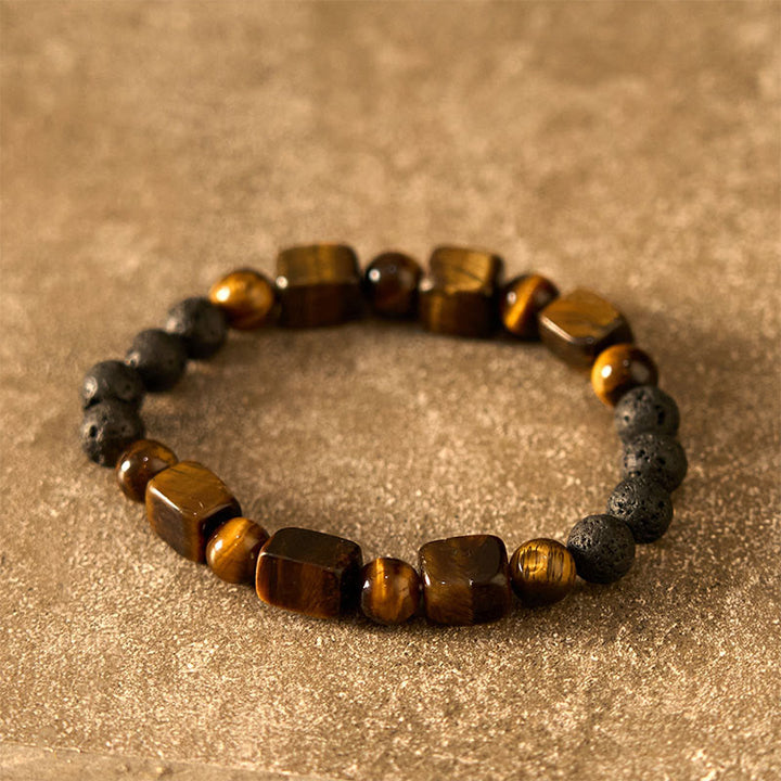 Buddha Stones Various Crystals Cube Amethyst Lava Rock Support Bracelet - image 12