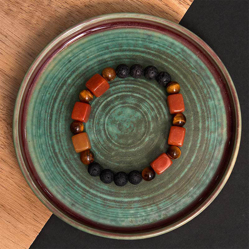 Buddha Stones Various Crystals Cube Amethyst Lava Rock Support Bracelet - image 57