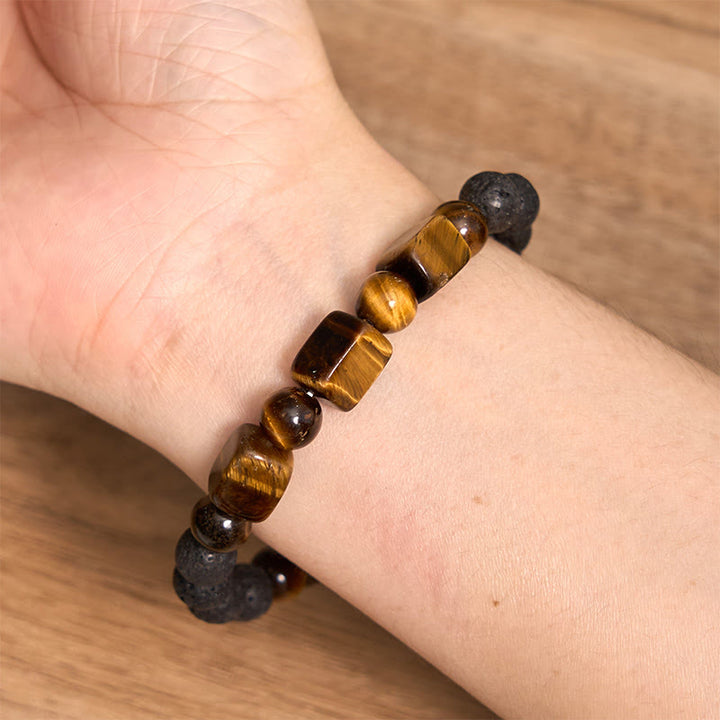 Buddha Stones Various Crystals Cube Amethyst Lava Rock Support Bracelet - image 14