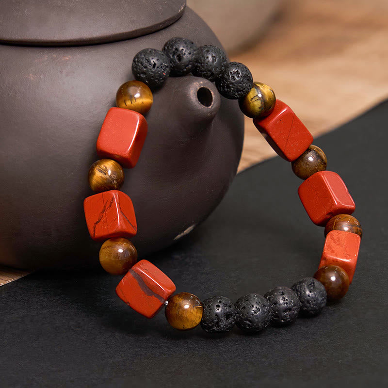 Buddha Stones Various Crystals Cube Amethyst Lava Rock Support Bracelet - image 30