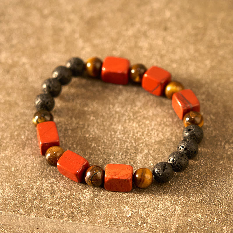 Buddha Stones Various Crystals Cube Amethyst Lava Rock Support Bracelet - image 32