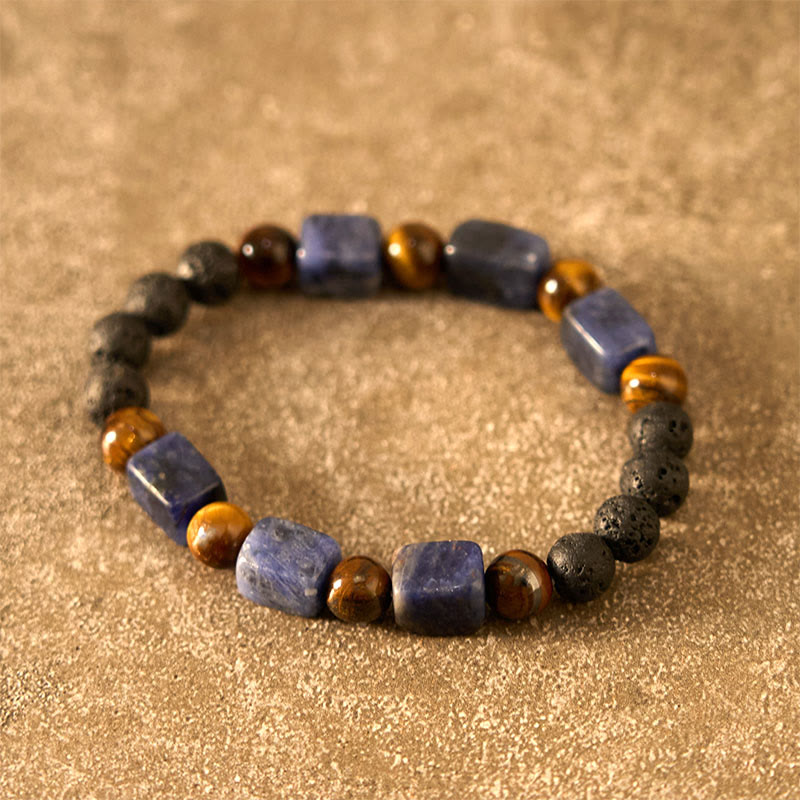 Buddha Stones Various Crystals Cube Amethyst Lava Rock Support Bracelet - image 43