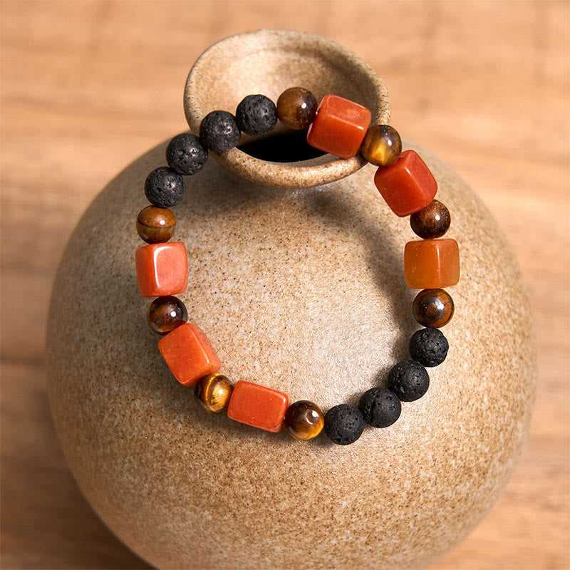 Buddha Stones Various Crystals Cube Amethyst Lava Rock Support Bracelet - image 52