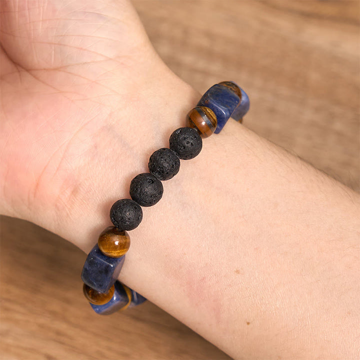 Buddha Stones Various Crystals Cube Amethyst Lava Rock Support Bracelet - image 45