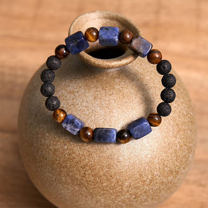 Buddha Stones Various Crystals Cube Amethyst Lava Rock Support Bracelet - image 42