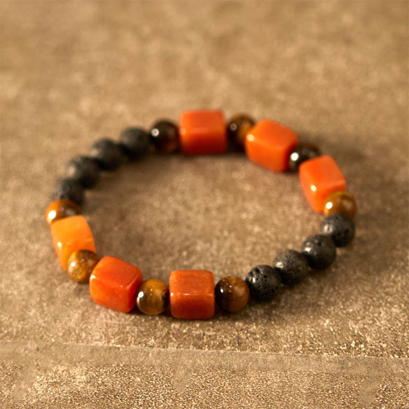 Buddha Stones Various Crystals Cube Amethyst Lava Rock Support Bracelet - image 54