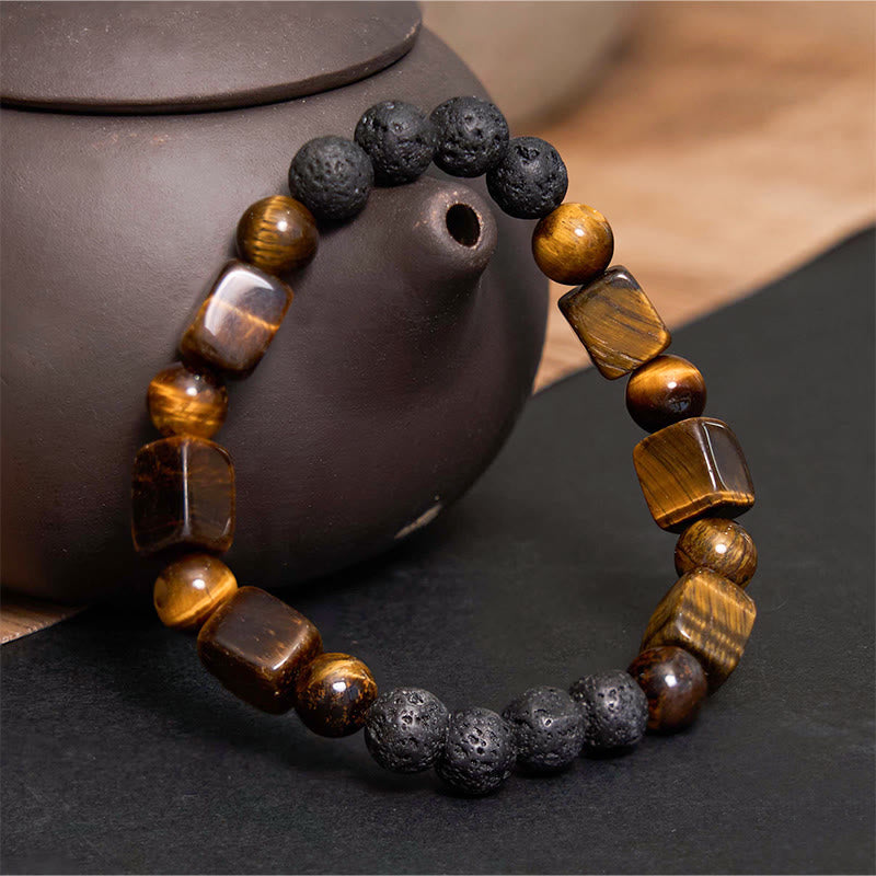 Buddha Stones Various Crystals Cube Amethyst Lava Rock Support Bracelet - image 11