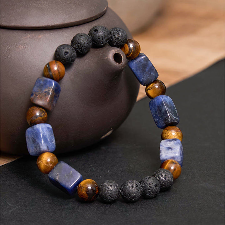 Buddha Stones Various Crystals Cube Amethyst Lava Rock Support Bracelet - image 41