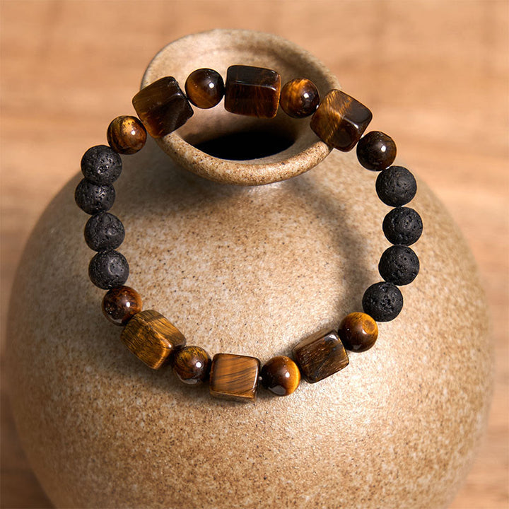 Buddha Stones Various Crystals Cube Amethyst Lava Rock Support Bracelet - image 13